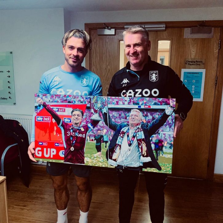 Jack Grealish and Dean Smith with Signed Original