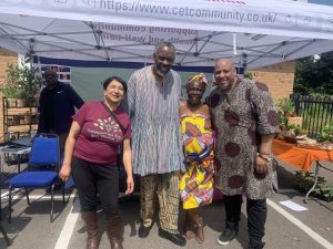 Organiser Parveen Talwar with performers Patricia Sahoua, Nicki Reid and Charles James