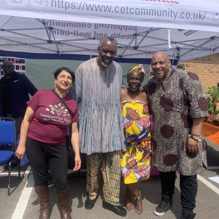 Organiser Parveen Talwar with performers Patricia Sahoua, Nicki Reid and Charles James
