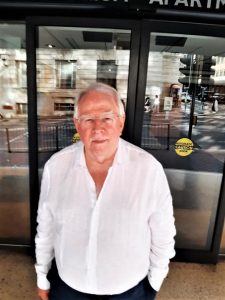 Chris Harris outside Millennium Apartments